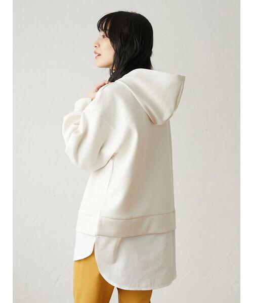 Green　Parks（グリーンパークス）の「ダンボールクッションフードチュニック＊＊（スウェット・レディース・ブラック/ライトベージュ・FREE）」の8枚目の写真