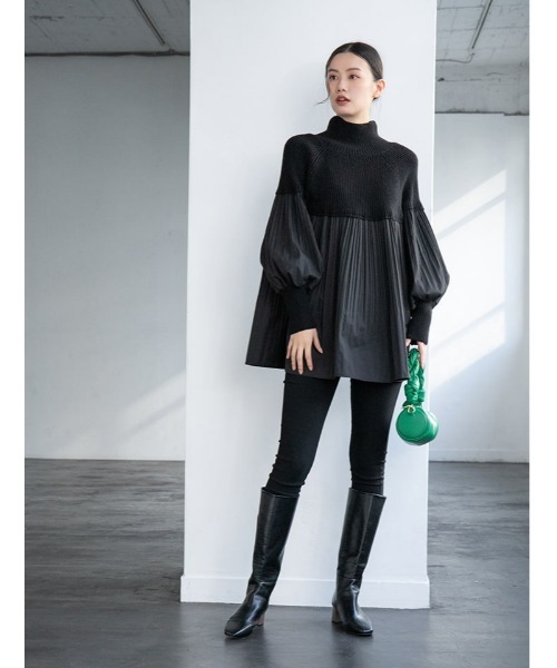 fifth（フィフス）の「プリーツドッキングニットプルオーバー（ニット/セーター・レディース・ブラウン/ブラック・MEDIUM）」の11枚目の写真