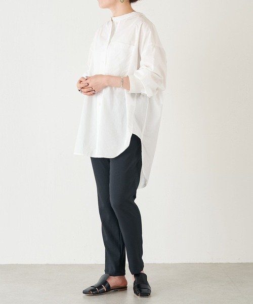 BEARDSLEY（ビアズリー）の「ノーカラーシャツ（シャツ/ブラウス・レディース・ホワイト/ネイビー・FREE）」の15枚目の写真