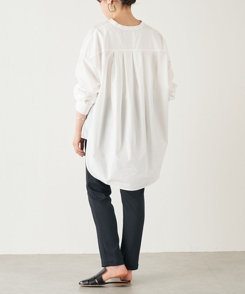 BEARDSLEY（ビアズリー）の「ノーカラーシャツ（シャツ/ブラウス・レディース・ホワイト/ネイビー・FREE）」の20枚目の写真