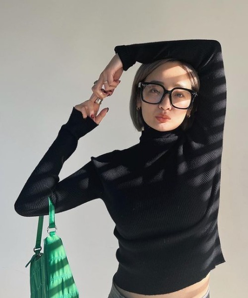 AMAIL(アマイル)の「Fit fashionabl knit(Tシャツ/カットソー・レディース・ピンク/グリーン/アイボリー/ブラック・FREE)」の9枚目の写真