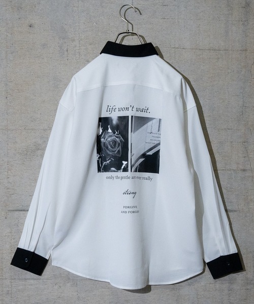Naive magic(ナイーブマジック)の「【a】ナチュラルストレッチポリエステル バックプリント"PHOTOGRAPH"シャツ 長袖(シャツ/ブラウス・メンズ・ブルー/グリーン/ベージュ系その他/ホワイト系その他/ブラック系その他/チャコールグレー/グレー系その他/ホワイト/ブルー系その他/グレイッシュベージュ/グリーン系その他/ブラック/ブラック系その他2/ホワイト系その他2/グリーン系その他2・LARGE/MEDIUM/X-LARGE)」の3枚目の写真