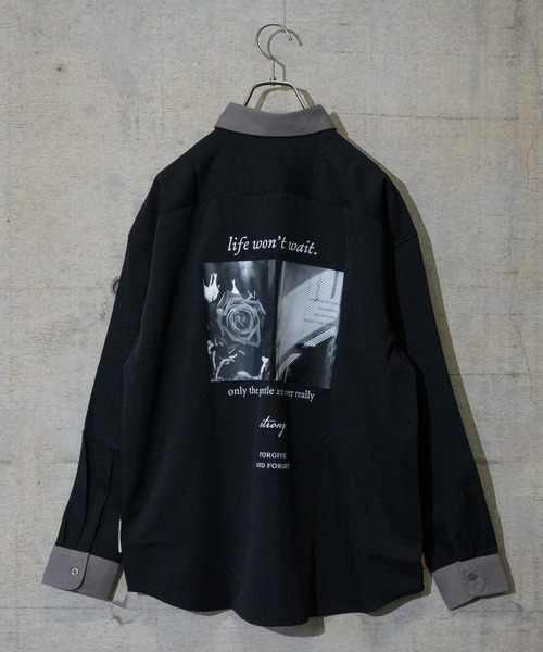Naive magic(ナイーブマジック)の「【a】ナチュラルストレッチポリエステル バックプリント"PHOTOGRAPH"シャツ 長袖(シャツ/ブラウス・メンズ・ブルー/グリーン/ベージュ系その他/ホワイト系その他/ブラック系その他/チャコールグレー/グレー系その他/ホワイト/ブルー系その他/グレイッシュベージュ/グリーン系その他/ブラック/ブラック系その他2/ホワイト系その他2/グリーン系その他2・LARGE/MEDIUM/X-LARGE)」の6枚目の写真