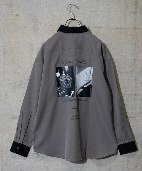 Naive magic(ナイーブマジック)の「【a】ナチュラルストレッチポリエステル バックプリント"PHOTOGRAPH"シャツ 長袖(シャツ/ブラウス・メンズ・ブルー/グリーン/ベージュ系その他/ホワイト系その他/ブラック系その他/チャコールグレー/グレー系その他/ホワイト/ブルー系その他/グレイッシュベージュ/グリーン系その他/ブラック/ブラック系その他2/ホワイト系その他2/グリーン系その他2・LARGE/MEDIUM/X-LARGE)」の9枚目の写真
