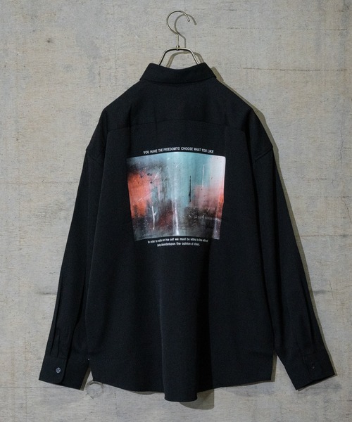 Naive magic(ナイーブマジック)の「【a】ナチュラルストレッチポリエステル バックプリント"PHOTOGRAPH"シャツ 長袖(シャツ/ブラウス・メンズ・ブルー/グリーン/ベージュ系その他/ホワイト系その他/ブラック系その他/チャコールグレー/グレー系その他/ホワイト/ブルー系その他/グレイッシュベージュ/グリーン系その他/ブラック/ブラック系その他2/ホワイト系その他2/グリーン系その他2・LARGE/MEDIUM/X-LARGE)」の5枚目の写真