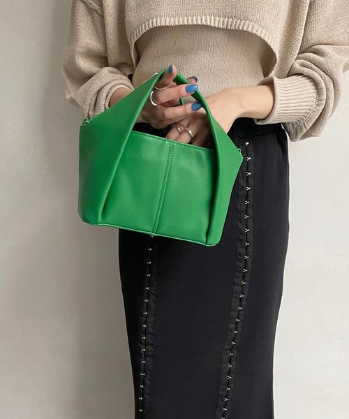 CAPRICIEUX LE'MAGE（カプリシューレマージュ）の「フォルドハンドルバッグ（ハンドバッグ・レディース・ホワイト/グリーン/イエロー・FREE）」の3枚目の写真