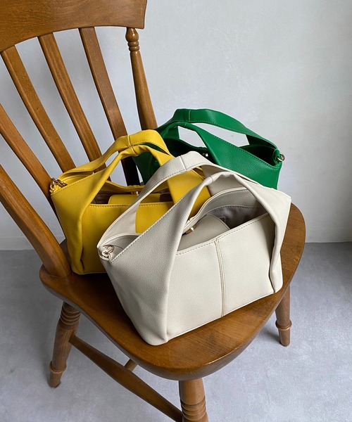 CAPRICIEUX LE'MAGE（カプリシューレマージュ）の「フォルドハンドルバッグ（ハンドバッグ・レディース・ホワイト/グリーン/イエロー・FREE）」の4枚目の写真