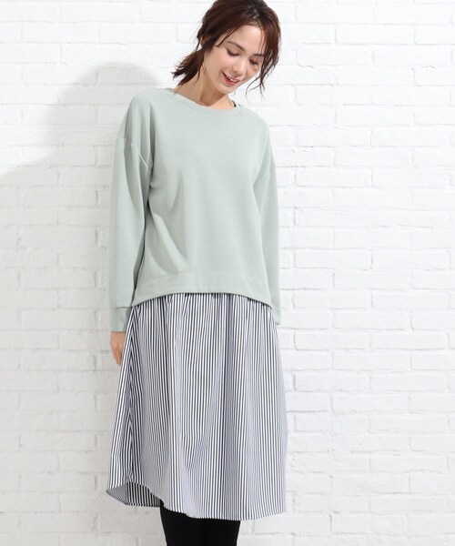 SHOO・LA・RUE（シューラルー）の「◆シャツドッキングムースタッチワンピース（ワンピース・レディース・アイボリー系4/ライトグレー系4/ライトグリーン系/ピンク系9・00）」の4枚目の写真