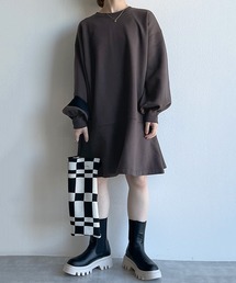 w closet | クルーネックボリューム袖フリルワンピース(ワンピース)