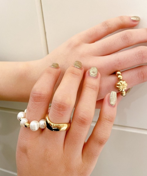 Me%(ミィパーセント)の「☆3点セット☆メタルパールSETリング(リング・レディース・グレー系その他/イエロー系その他・FREE)」の5枚目の写真