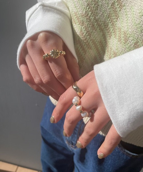 Me%(ミィパーセント)の「☆3点セット☆メタルパールSETリング(リング・レディース・グレー系その他/イエロー系その他・FREE)」の6枚目の写真