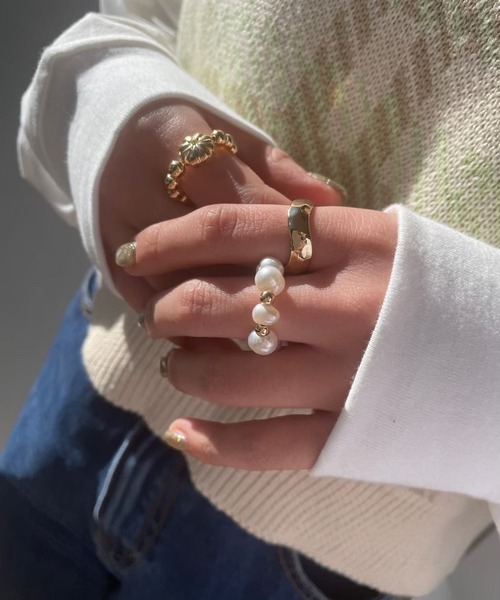Me%(ミィパーセント)の「☆3点セット☆メタルパールSETリング(リング・レディース・グレー系その他/イエロー系その他・FREE)」の7枚目の写真