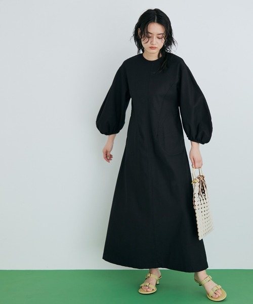 ADAM ET ROPE'（アダムエロペ）の「ストレッチピケワンピース（ワンピース・レディース・ホワイト/ブラック・FREE）」の2枚目の写真