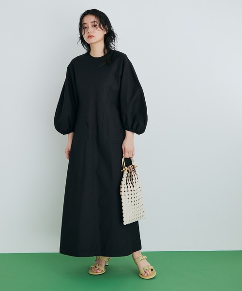 ADAM ET ROPE'（アダムエロペ）の「ストレッチピケワンピース（ワンピース・レディース・ホワイト/ブラック・FREE）」の3枚目の写真