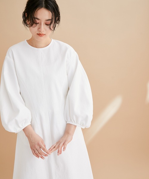 ADAM ET ROPE'（アダムエロペ）の「ストレッチピケワンピース（ワンピース・レディース・ホワイト/ブラック・FREE）」の7枚目の写真