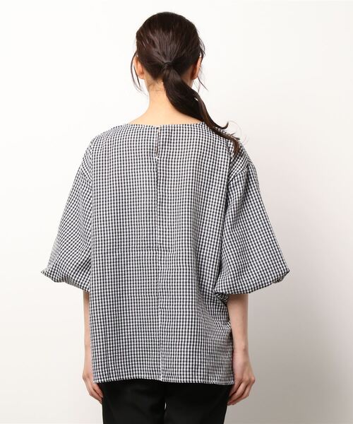 coca(coca)(コカ)の「バルーン袖ギンガムチェックブラウス(シャツ/ブラウス・レディース・ブラック・M/L)」の3枚目の写真