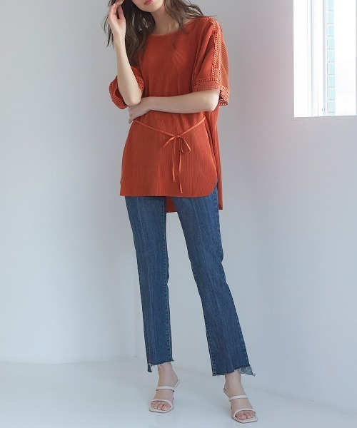 RANAN(ラナン)の「麻入りイレヘム大人デニム(デニムパンツ・レディース・インディゴブルー/ブルー/ブラック・73/61/64/70/67)」の5枚目の写真