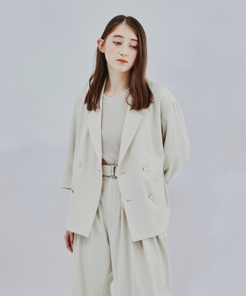 tk.TAKEO KIKUCHI（ティーケータケオキクチ）の「◆リネンライク5分袖ショートジャケット（ユニセックスアイテム）（スーツジャケット・メンズ・ブラック/ネイビー/アイボリー系6・88/66）」の6枚目の写真