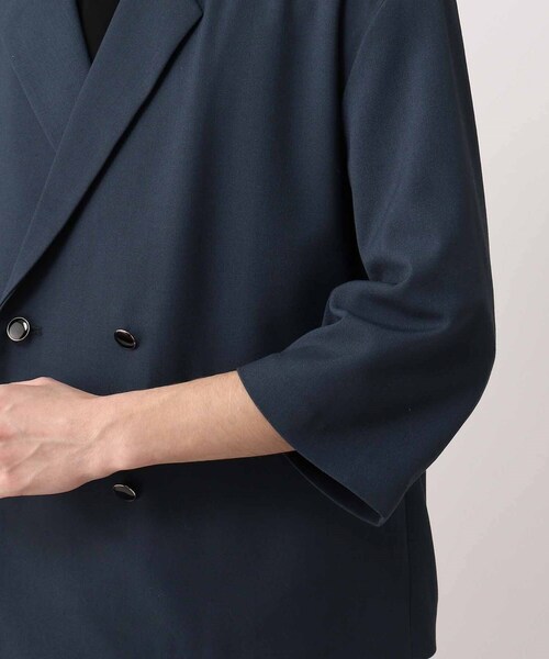 tk.TAKEO KIKUCHI（ティーケータケオキクチ）の「◆リネンライク5分袖ショートジャケット（ユニセックスアイテム）（スーツジャケット・メンズ・ブラック/ネイビー/アイボリー系6・88/66）」の16枚目の写真