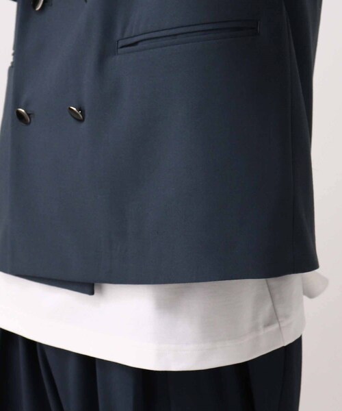 tk.TAKEO KIKUCHI（ティーケータケオキクチ）の「◆リネンライク5分袖ショートジャケット（ユニセックスアイテム）（スーツジャケット・メンズ・ブラック/ネイビー/アイボリー系6・88/66）」の17枚目の写真