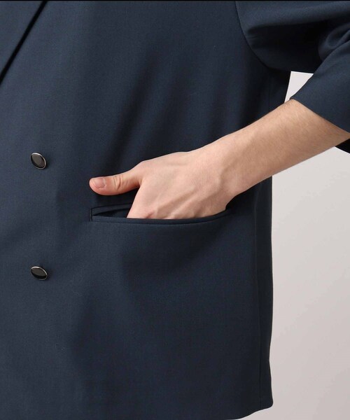 tk.TAKEO KIKUCHI（ティーケータケオキクチ）の「◆リネンライク5分袖ショートジャケット（ユニセックスアイテム）（スーツジャケット・メンズ・ブラック/ネイビー/アイボリー系6・88/66）」の18枚目の写真