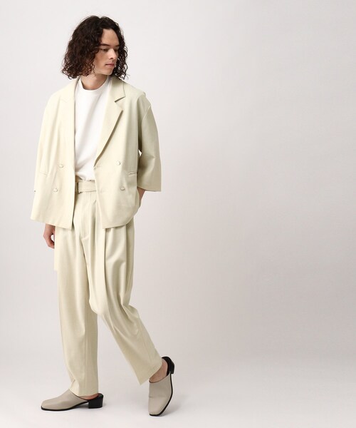 tk.TAKEO KIKUCHI（ティーケータケオキクチ）の「◆リネンライク5分袖ショートジャケット（ユニセックスアイテム）（スーツジャケット・メンズ・ブラック/ネイビー/アイボリー系6・88/66）」の22枚目の写真