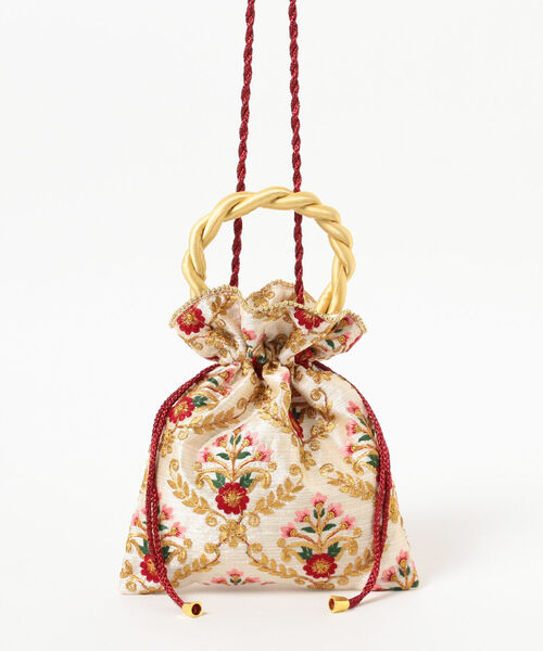 Ray BEAMS（レイビームス）の「DIR69 × Ray BEAMS / 別注 刺繍 巾着バッグ（トートバッグ・レディース・レッド/ゴールド・ONE SIZE）」の3枚目の写真