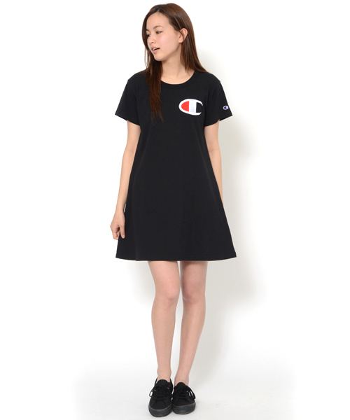 X-girl(エックスガール)の「【mini7月号掲載】X-girl × CHAMPION EMBROIDERY S/S DRESS(ワンピース・レディース・ホワイト/ブラック/アッシュ/ブルー・2/1)」の11枚目の写真