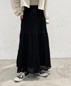 fekete フリルボリュームスカート ブラック frill midi flared skirt / フリルボリュームスカート（スカート