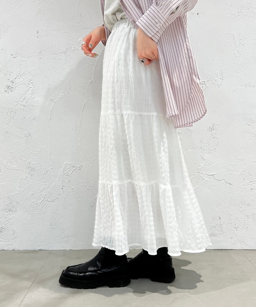 apres jour mignon（アプレジュールミニョン）の「ティアードスカート【ZOZOTOWN限定アイテム】（スカート・レディース・イエロー/オフホワイト/ブラック・MEDIUM/SMALL/X-LARGE）」の5枚目の写真