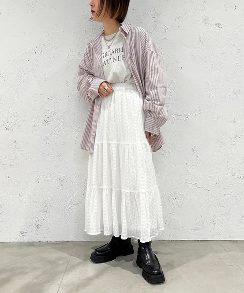 apres jour mignon（アプレジュールミニョン）の「ティアードスカート【ZOZOTOWN限定アイテム】（スカート・レディース・イエロー/オフホワイト/ブラック・MEDIUM/SMALL/X-LARGE）」の8枚目の写真