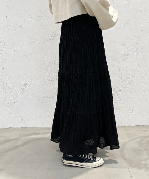 apres jour mignon（アプレジュールミニョン）の「ティアードスカート【ZOZOTOWN限定アイテム】（スカート・レディース・イエロー/オフホワイト/ブラック・MEDIUM/SMALL/X-LARGE）」の12枚目の写真