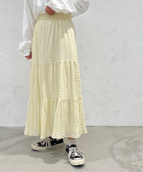 apres jour mignon（アプレジュールミニョン）の「ティアードスカート【ZOZOTOWN限定アイテム】（スカート・レディース・イエロー/オフホワイト/ブラック・MEDIUM/SMALL/X-LARGE）」の17枚目の写真