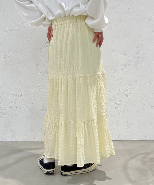apres jour mignon（アプレジュールミニョン）の「ティアードスカート【ZOZOTOWN限定アイテム】（スカート・レディース・イエロー/オフホワイト/ブラック・MEDIUM/SMALL/X-LARGE）」の19枚目の写真