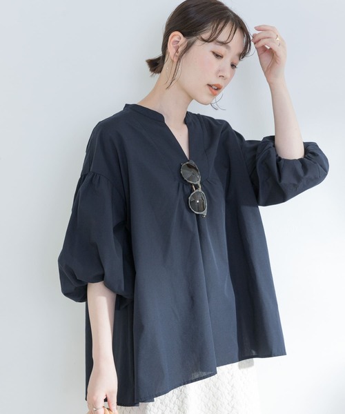 F by ROSSO(エフバイロッソ)の「『URTECH Smart Linen Touch』F by ROSSOイージーリネンボリュームBL(シャツ/ブラウス・レディース・ベージュ系その他/ブラウン/オフホワイト/ベージュ/ネイビー/グリーン・FREE)」の6枚目の写真