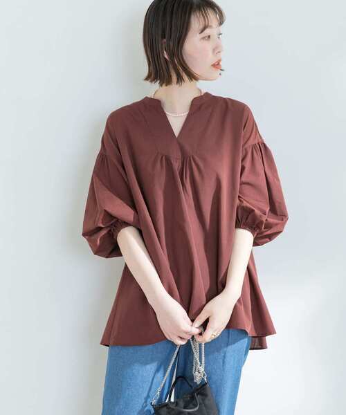 F by ROSSO(エフバイロッソ)の「『URTECH Smart Linen Touch』F by ROSSOイージーリネンボリュームBL(シャツ/ブラウス・レディース・ベージュ系その他/ブラウン/オフホワイト/ベージュ/ネイビー/グリーン・FREE)」の3枚目の写真