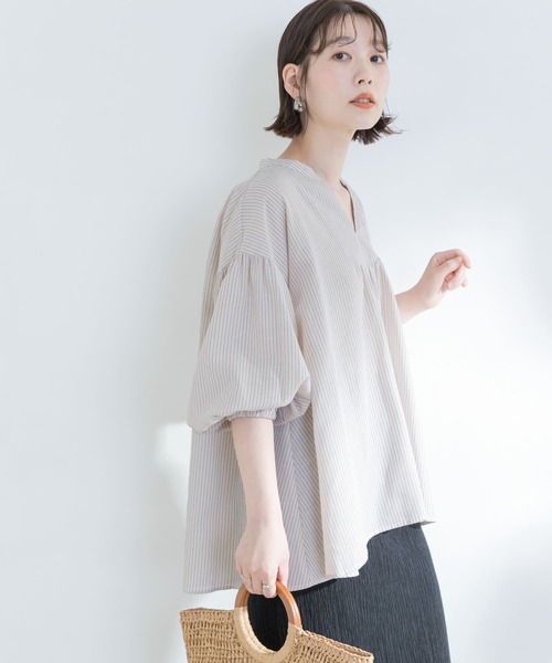 F by ROSSO(エフバイロッソ)の「『URTECH Smart Linen Touch』F by ROSSOイージーリネンボリュームBL(シャツ/ブラウス・レディース・ベージュ系その他/ブラウン/オフホワイト/ベージュ/ネイビー/グリーン・FREE)」の10枚目の写真