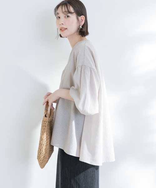 F by ROSSO(エフバイロッソ)の「『URTECH Smart Linen Touch』F by ROSSOイージーリネンボリュームBL(シャツ/ブラウス・レディース・ベージュ系その他/ブラウン/オフホワイト/ベージュ/ネイビー/グリーン・FREE)」の11枚目の写真