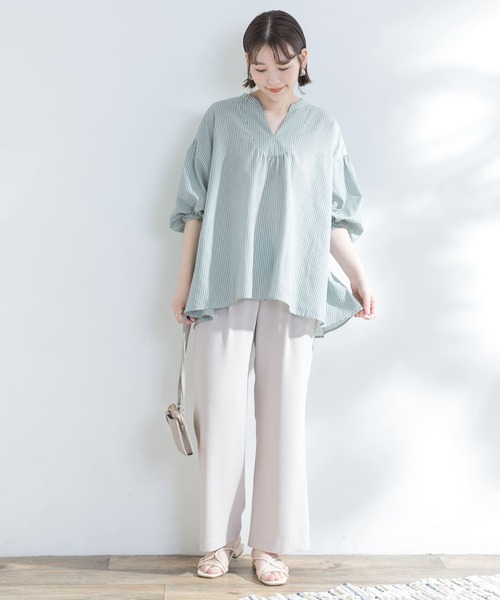 F by ROSSO(エフバイロッソ)の「『URTECH Smart Linen Touch』F by ROSSOイージーリネンボリュームBL(シャツ/ブラウス・レディース・ベージュ系その他/ブラウン/オフホワイト/ベージュ/ネイビー/グリーン・FREE)」の21枚目の写真