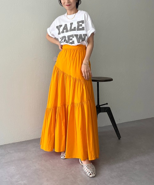 【ネット完売品】 アシメギャザーTシャツ カプリシュレマージュ 新色ブラウンが登場/リバイバルアイテム】アシメギャザーTシャツ
