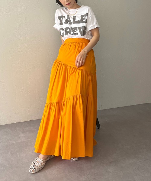CAPRICIEUX LE'MAGE（カプリシューレマージュ）の「コットンアシメギャザースカート（スカート・レディース・ホワイト/ブラック/オレンジ・FREE）」の21枚目の写真