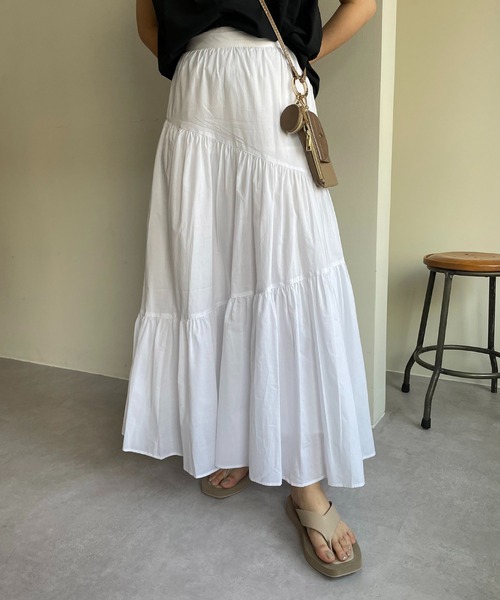 CAPRICIEUX LE'MAGE（カプリシューレマージュ）の「コットンアシメギャザースカート（スカート・レディース・ホワイト/ブラック/オレンジ・FREE）」の22枚目の写真