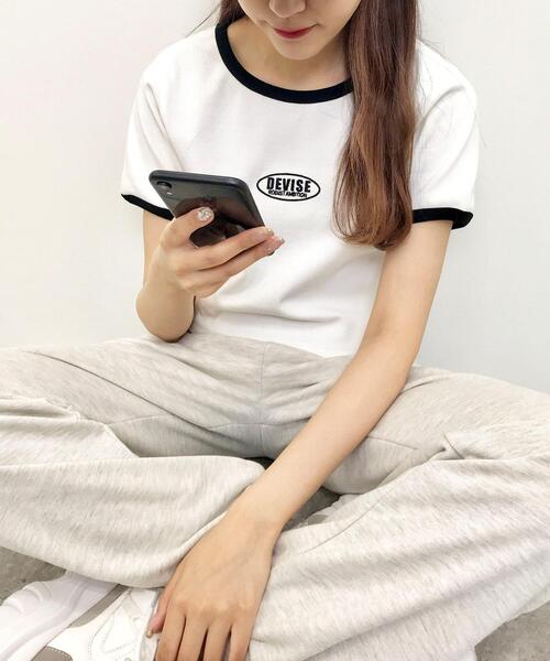 INGNI（イング）の「フロントサークルロゴリンガーリブTシャツ（Tシャツ/カットソー・レディース・ホワイト×レッド/ホワイト×ブラック/ブラック×ホワイト/ブルー系2・M）」の10枚目の写真