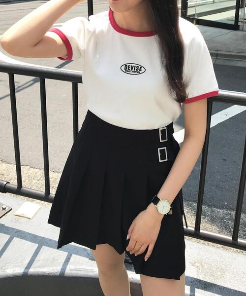 INGNI（イング）の「フロントサークルロゴリンガーリブTシャツ（Tシャツ/カットソー・レディース・ホワイト×レッド/ホワイト×ブラック/ブラック×ホワイト/ブルー系2・M）」の8枚目の写真