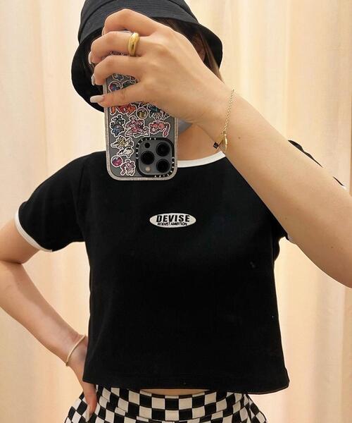 INGNI（イング）の「フロントサークルロゴリンガーリブTシャツ（Tシャツ/カットソー・レディース・ホワイト×レッド/ホワイト×ブラック/ブラック×ホワイト/ブルー系2・M）」の7枚目の写真