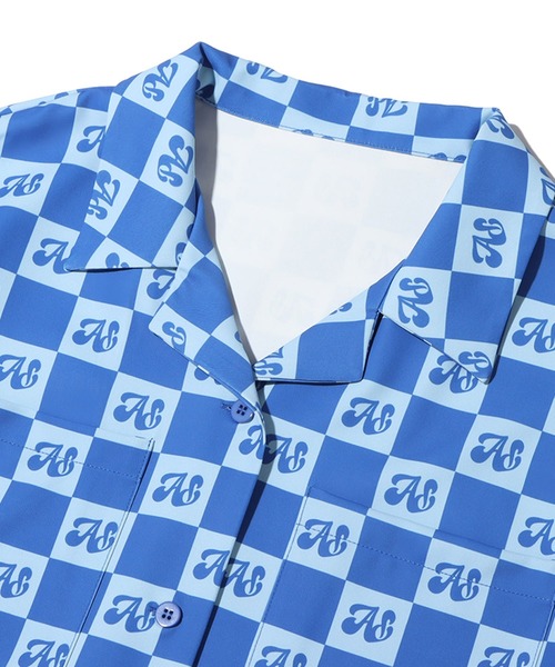 atmos pink（アトモスピンク）の「atmos pink チェッカー柄開襟シャツ（シャツ/ブラウス・レディース・ネイビー/ブルー/ブラウン・FREE）」の11枚目の写真