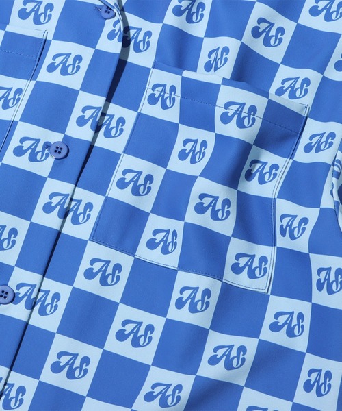 atmos pink（アトモスピンク）の「atmos pink チェッカー柄開襟シャツ（シャツ/ブラウス・レディース・ネイビー/ブルー/ブラウン・FREE）」の12枚目の写真