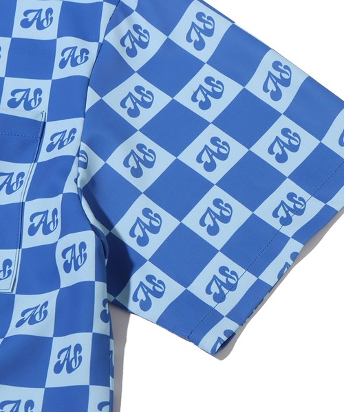 atmos pink（アトモスピンク）の「atmos pink チェッカー柄開襟シャツ（シャツ/ブラウス・レディース・ネイビー/ブルー/ブラウン・FREE）」の13枚目の写真