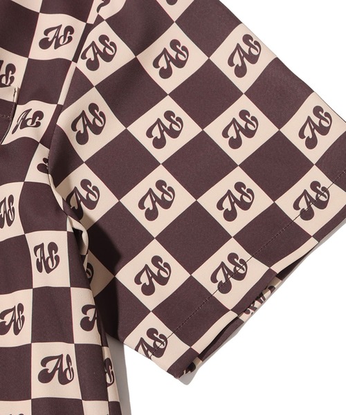 atmos pink（アトモスピンク）の「atmos pink チェッカー柄開襟シャツ（シャツ/ブラウス・レディース・ネイビー/ブルー/ブラウン・FREE）」の18枚目の写真