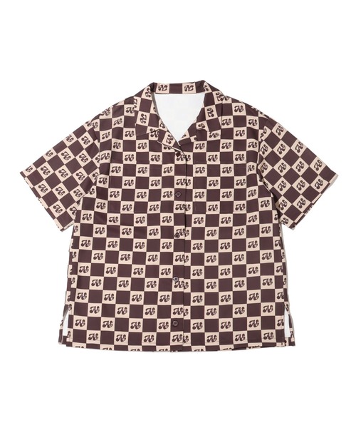 atmos pink（アトモスピンク）の「atmos pink チェッカー柄開襟シャツ（シャツ/ブラウス・レディース・ネイビー/ブルー/ブラウン・FREE）」の5枚目の写真